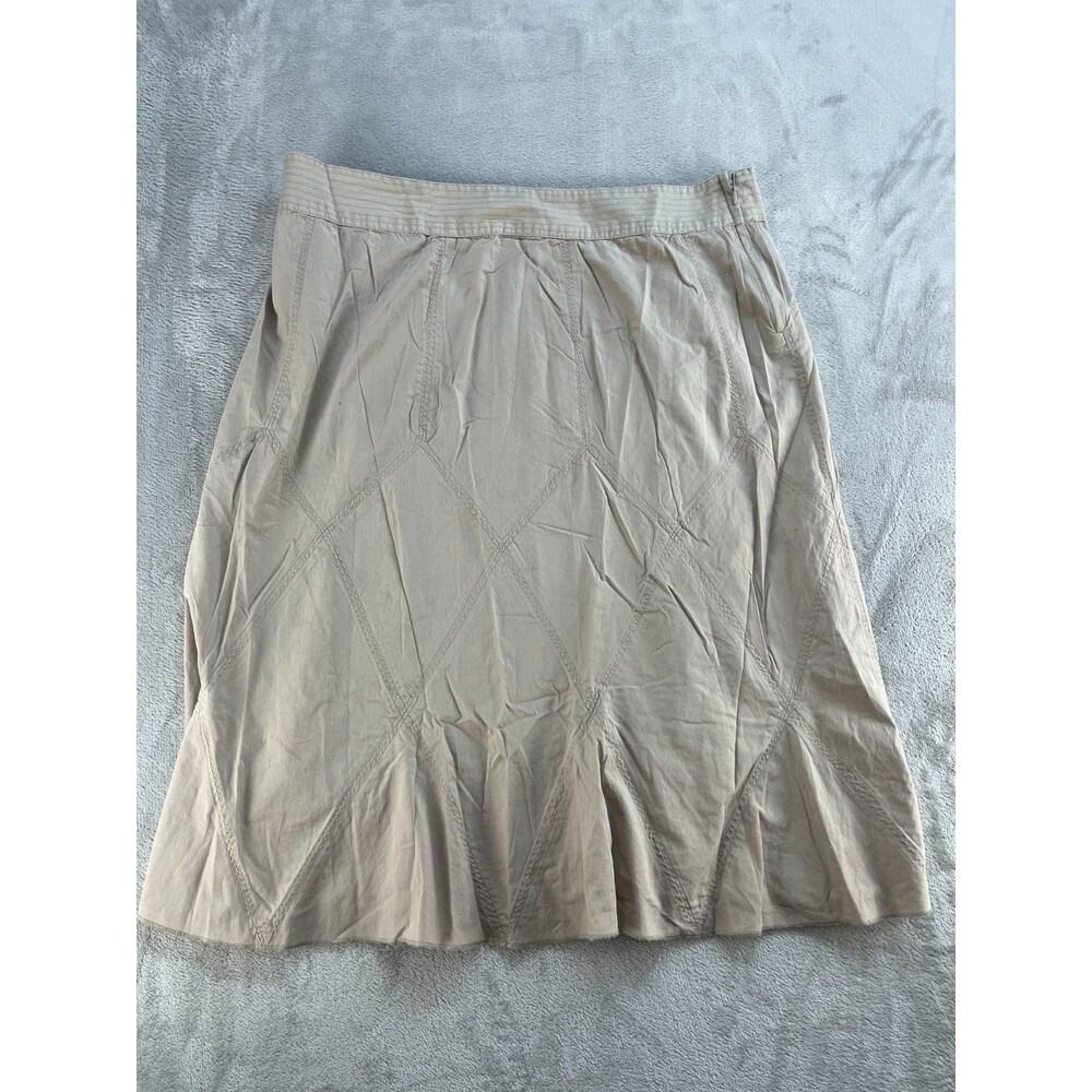 CATO Midi Skirt Women's Tan Size 16 100% Cotton Preppy Casual School